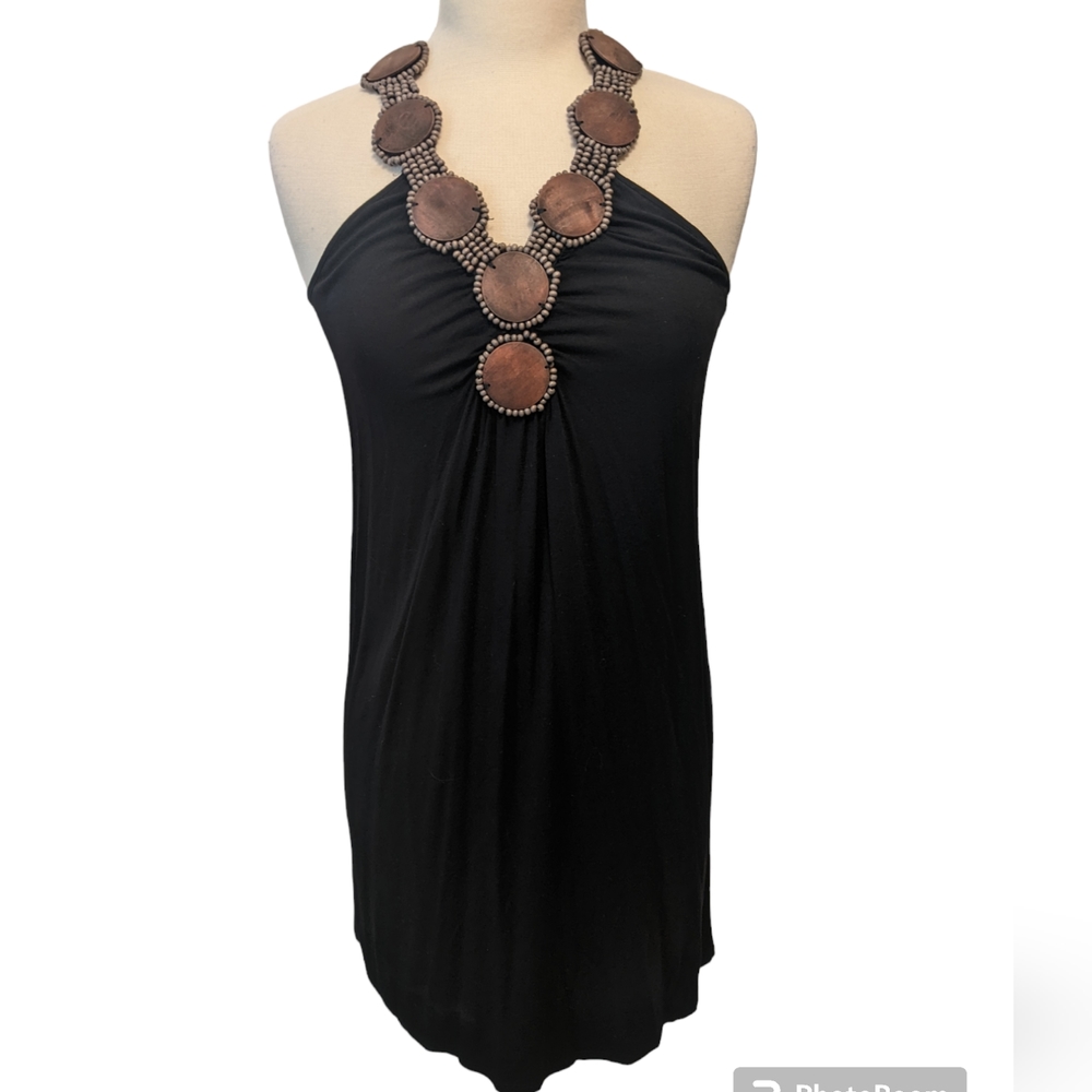 Max Studio Black A Line Beaded Sleeveless Mini Dress Size XS